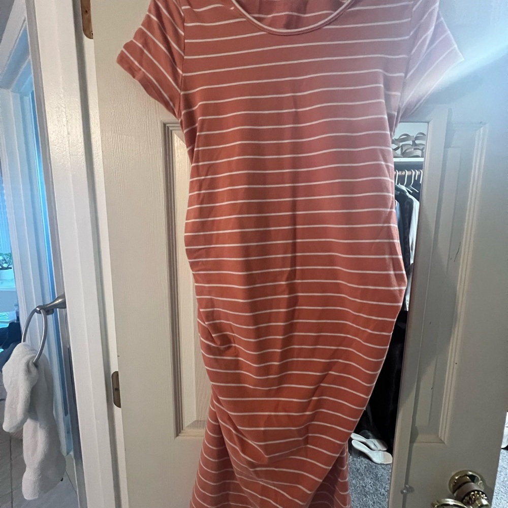 Isabel Maternity by Ingrid & Isabel orange Ruched Midi Dress